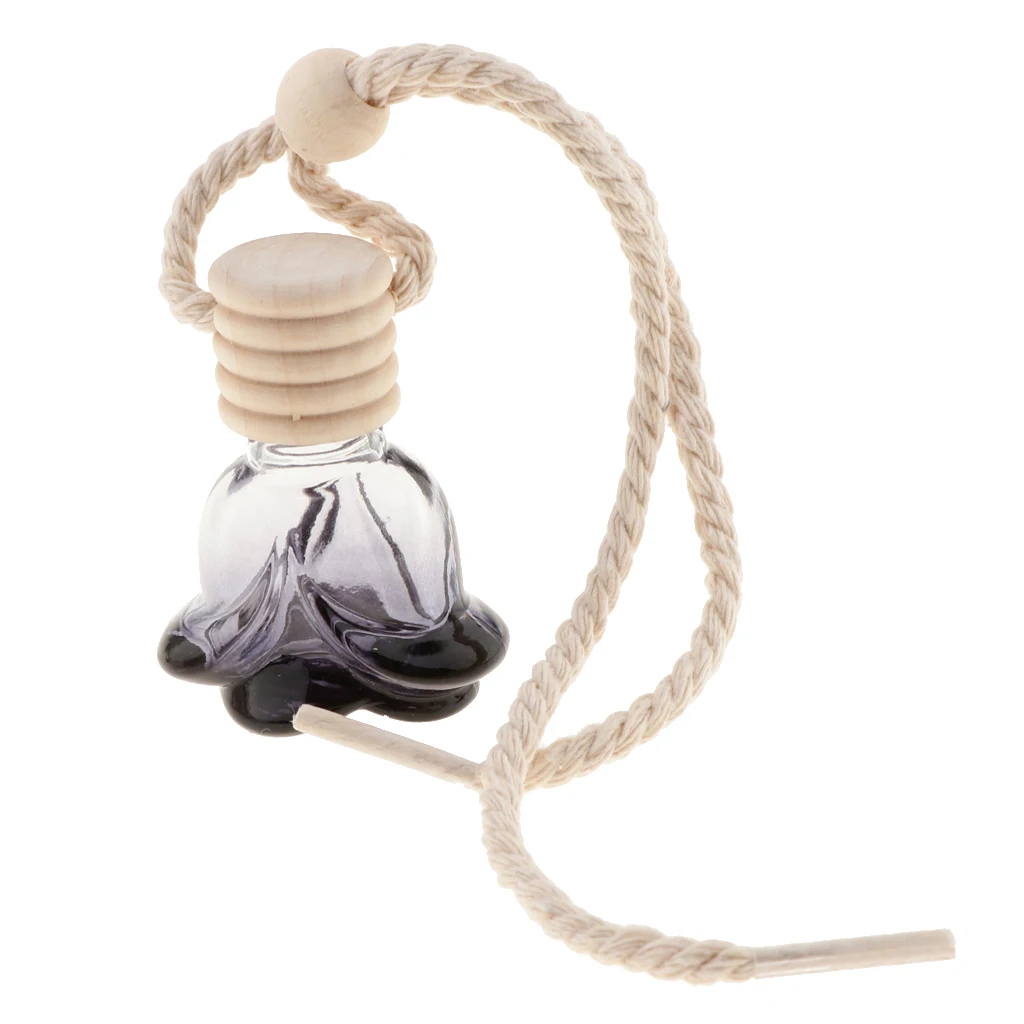 30Pcs Car Perfume Bottle Empty Refillable Fragrance Oil Container  Diffuser Vottle Hanging Ornament ,10ml, Black