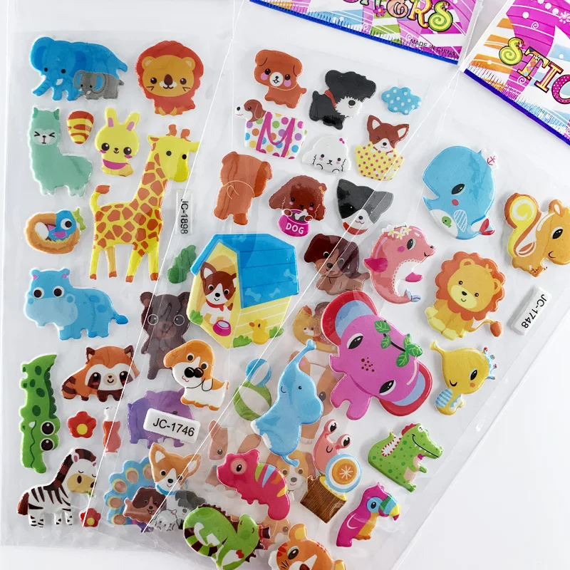 8Sheets Cute Cartoon Zoo Animals Bubble Stickers 3D DIY Diary Decoration  Mobile Sticker Kids Kindergarten Gifts Stationery Toys - AliExpress