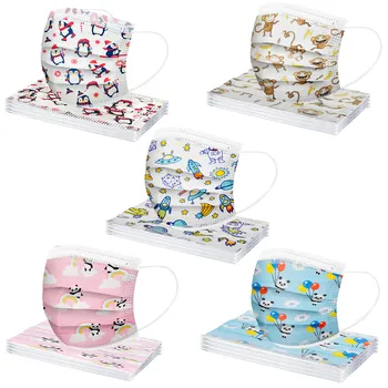 

50PC a box Children's Cartoon Disposable Mask 3 Layer Child Kids Filter Hygiene Thicken Face Mouth Mask Earloop Fast Delievry
