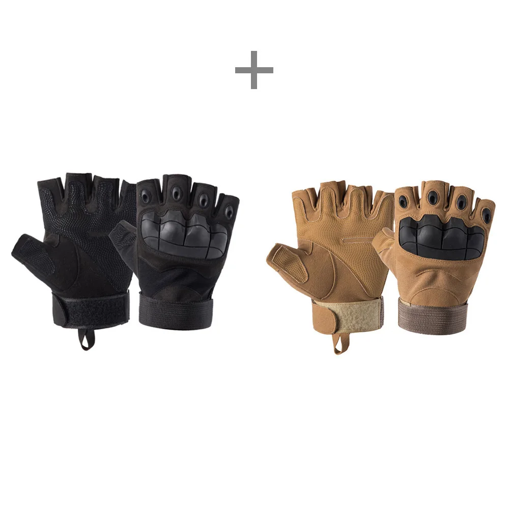 [AETRENDS] тактические перчатки Военные Резиновые жесткие перчатки с защитой суставов перчатки без пальцев подходят для велоспорта Пешие прогулки страйкбол Пейнтбол O-0018 - Цвет: Black and Khaki