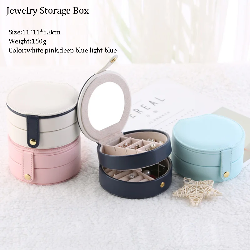 Portable Jewelry Box With Makeup Mirror Necklaces Earrings Ring Bangle Brooch Charm Multi-function Jewellery Storage Box