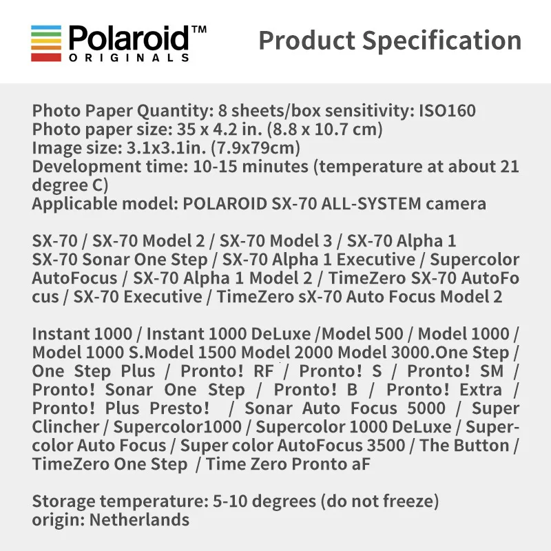 Polaroid SX70 оригинальная цветная мгновенная пленка и черно-белая для камеры SX-70 Land