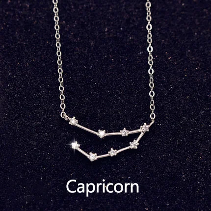 Capricorn ANENJERY 925 пробы Серебряное зодиакальное ожерелье небесные персонализированные ювелирные изделия лучший друг подарок созвездие ожерелье S-N487 - Окраска металла: Capricorn
