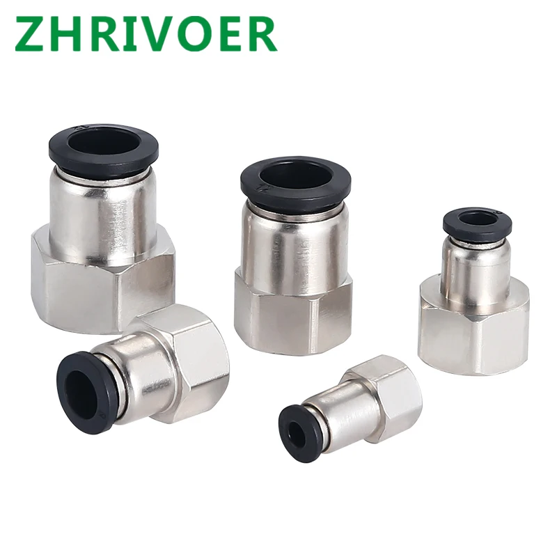 

Black PCF-4 6 8 10 12MM Pneumatic Connector Female thread Push In Fitting for Air Pipe joint (M5''1/8''1/4''3/8''1/2'')