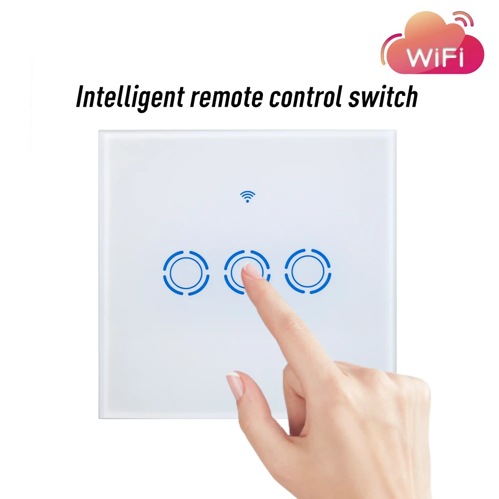 

EU/UK Standard Smart WiFi Switch 1/2/3 Gangs Intellegent Touch Light Switch Glass Panel Interruptor Power Breaker APP Control