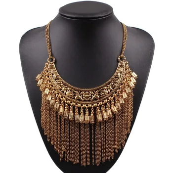 

New Arrival Design Fashion Brand Alloy Statement Pendant Necklace Gold Color Chunky Chain Necklace for Ladies Jewelry Gift