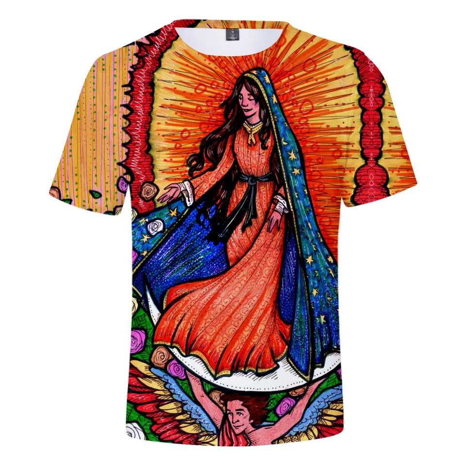 Our Lady Of Guadalupe Virgin Mary catcotic Мексика футболка высшего качества мужская летняя футболка с короткими рукавами harajuku футболка одежда