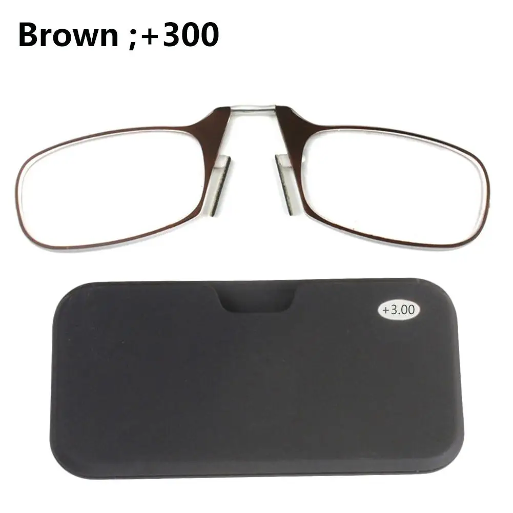 brown300 Зажим для носа, очки для чтения для женщин, очки для пресбиопии по рецепту, мужские очки с небольшой оправой, чехол для телефона, карты+ 1,0, 1,5, 2,0, 2,5, 3,0 - Цвет оправы: brown300