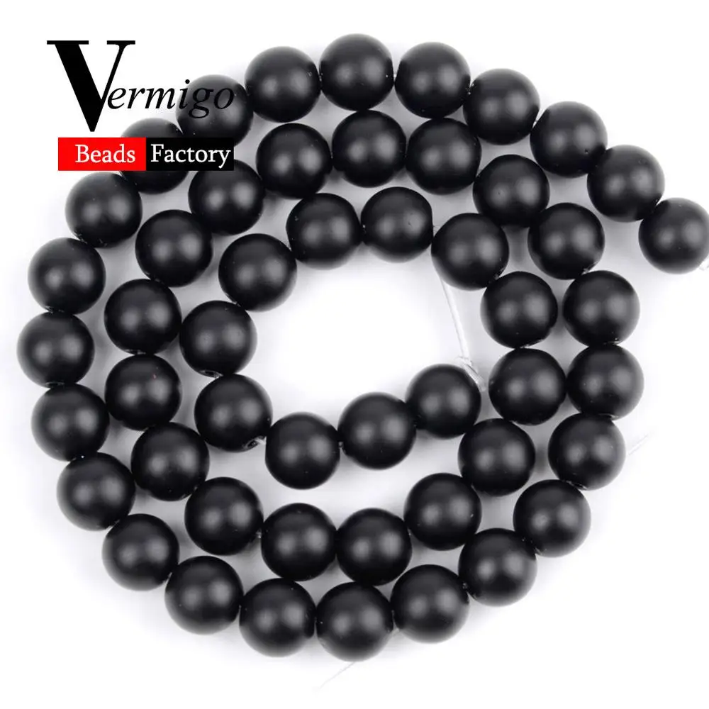 Matte Black Agate Натуральный тусклый отполированный Агаты тигровый глаз Нефы круглые каменные бусины для спейсеры для украшений Бусины 4-12 мм Diy ожерелье браслет 15'' - Цвет: Matte Black Agate