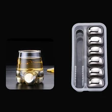 6 шт. кубики льда охлаждающие камушки охладитель вина коктейльный подарок Виски камни Кухня из нержавеющей стали пивная водка напиток мини многоразовые