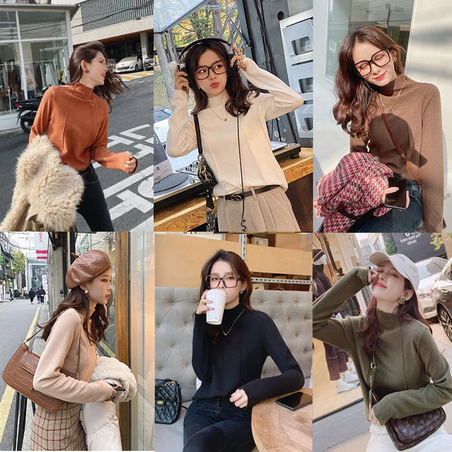 US $13.80 MISHOW Winter Basic Solid Turtleneck Slim Fit Sweater for Women Causal Long Sleeve Knit Pullover To