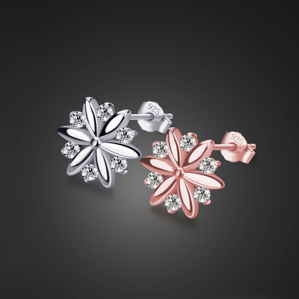 Новые чистые 925 серебряные серьги девушки любимая Снежинка серьги роза серьги не аллергические серебряные украшения Рождественские подарки