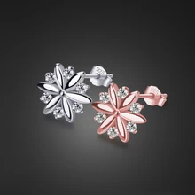 Новые чистые 925 серебряные серьги девушки любимая Снежинка серьги роза серьги не аллергические серебряные украшения Рождественские подарки