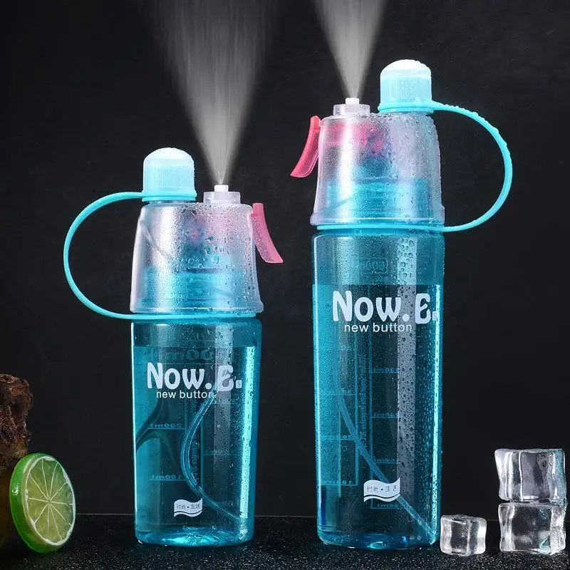 

Spray Water Bottle Sports Bottles Hand Cup Portable With Cover Hydrating Beauty Plastic Cooling Cup Tea Flask Drinkware 600ML