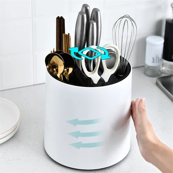

Multipurpose 360 Rotating Kitchen Utensils Organizer Rack Knife Tableware Organization Fork Storage Box Drainer Kitchen Tools
