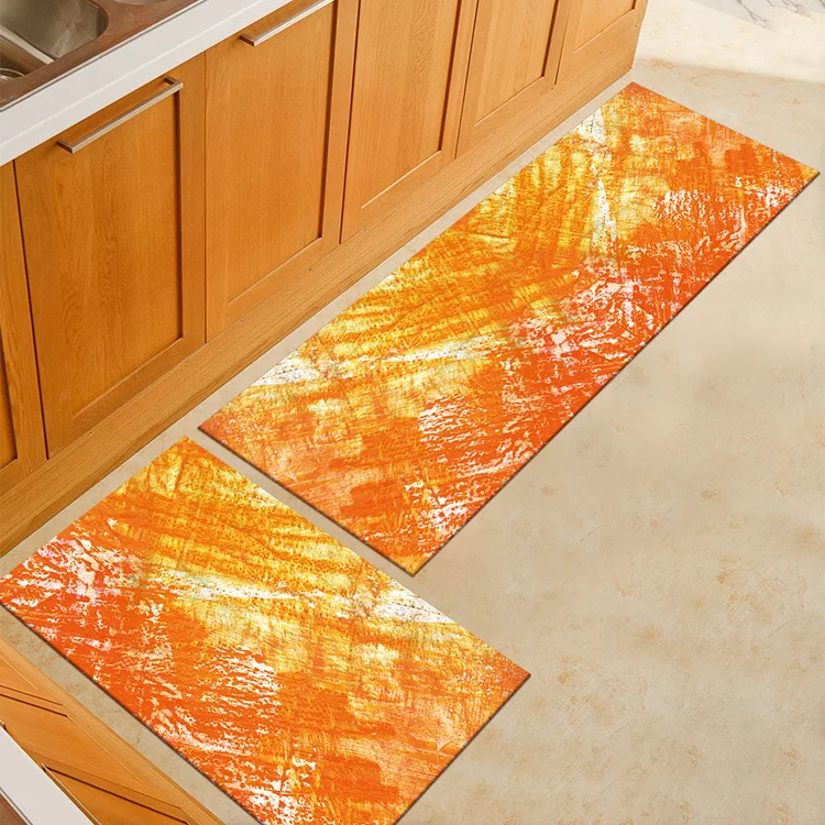 Oil Painting Style Kitchen Mat 3D Printed Soft Absorbent Non-slip Carpet Can Be Machine Washed Use For Corridors Bedroom