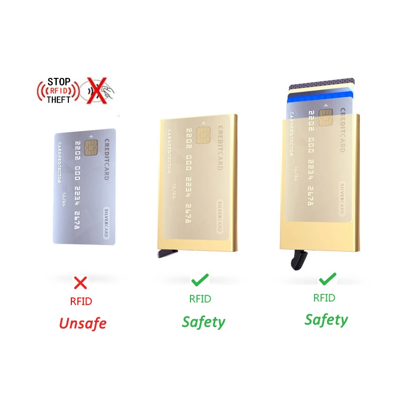 Gemeer Анти Rfid защита для мужчин и женщин ID держатель для кредитных карт кошелек металлический кожаный алюминиевый бизнес Банк чехол для кредитных карт