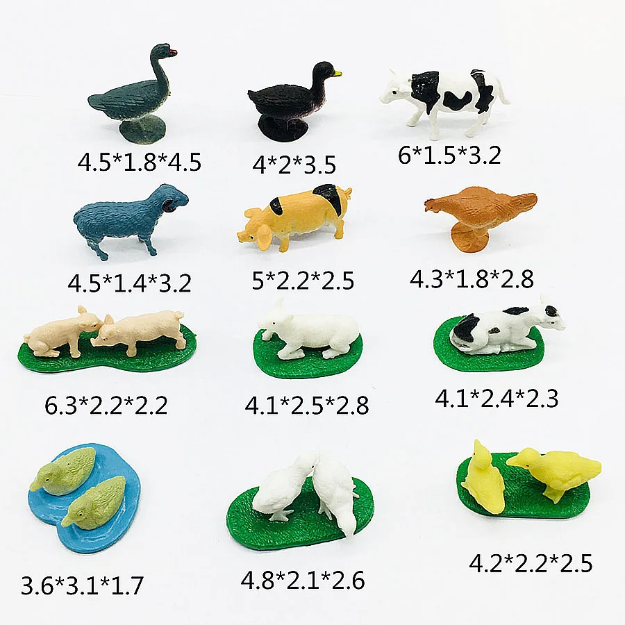 Farm Animal B 12pcs Пластиковые ассорти фермы мир фигурки животных фигурки реалистичные дикий лес маленькие животные образовательные вечерние забавные игрушки - Цвет: Farm Animal B 12pcs