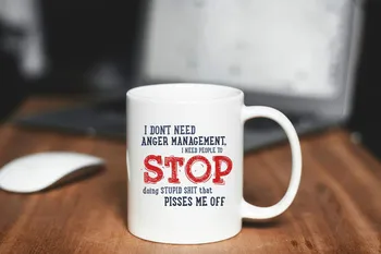 

LET'S INNOVATE LIFE Funny Coffee Mugs - I Don't Need Anger Management . 11 Ounces,
