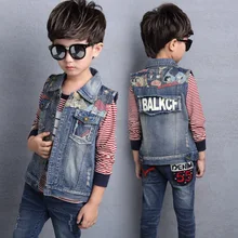 Wechat Business Autumn New Style Childrenswear BOY'S Middle And Large Children Printed Puppy Denim Jacket