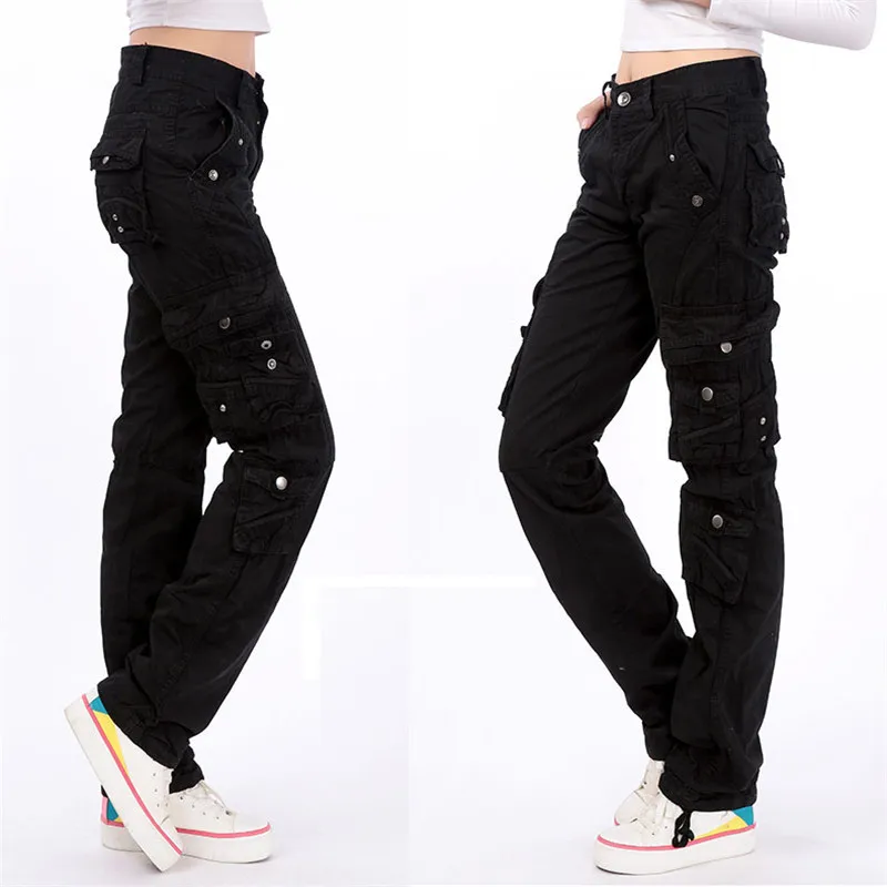 8 Colors Plus Size Women's Cotton Cargo Pants Military Leisure Trousers