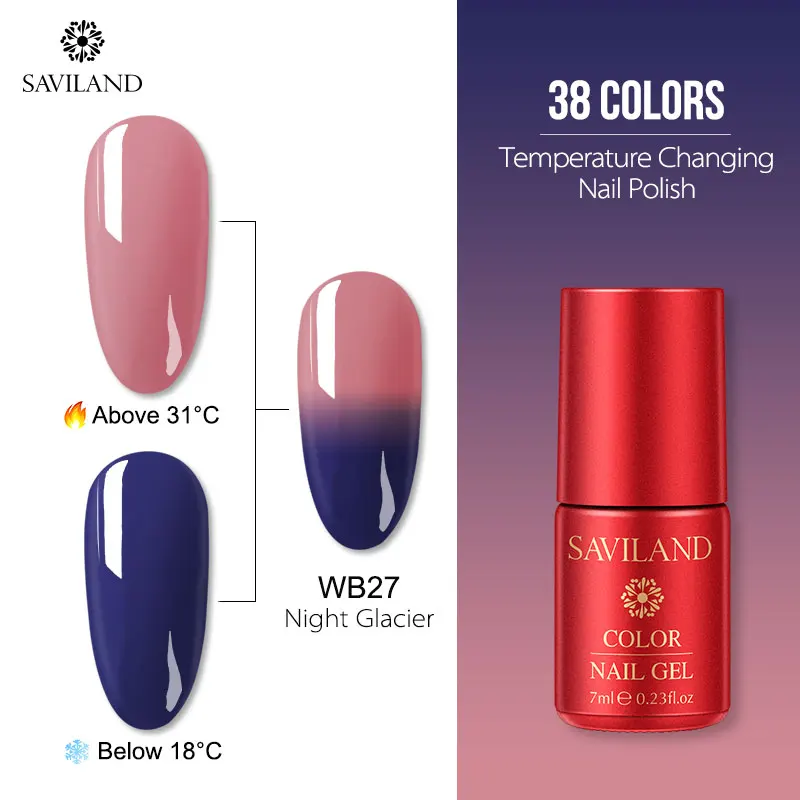 7ml WB27 SAVILAND температурный меняющий Цвет Гель-лак UV Vernis полуперманентный Блеск Гель-лак верхнее покрытие Гибридный лак для ногтей - Цвет: 7ml WB27