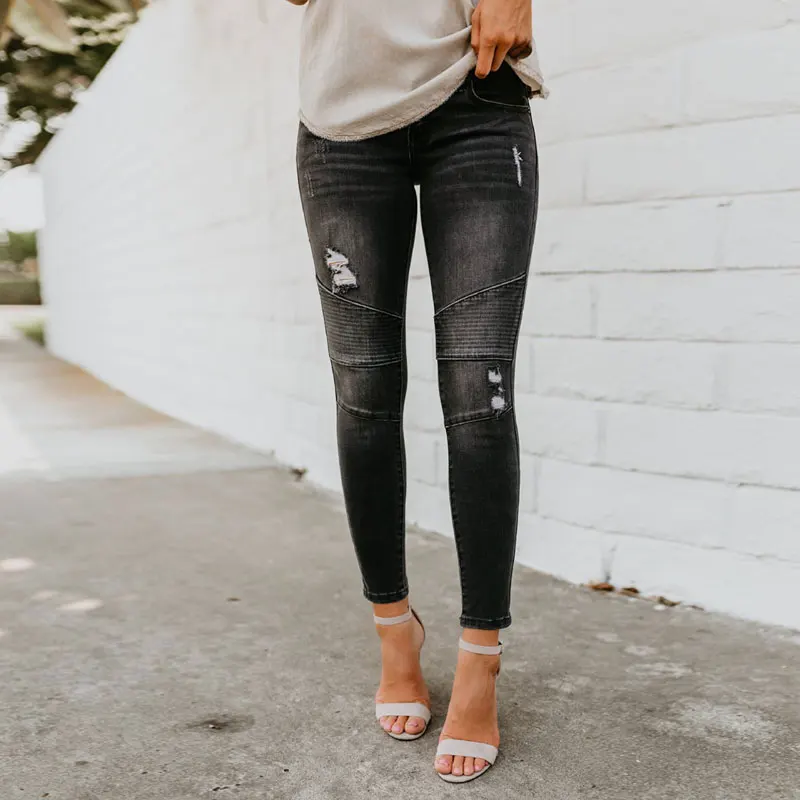Цвет: черный, синий мотоциклетные байкерские ZipJeans Для женщин Тонкий Средний Высокая талия стрейч джинсовые узкие штаны Motor Jeans Для женщин джинсы Mujer