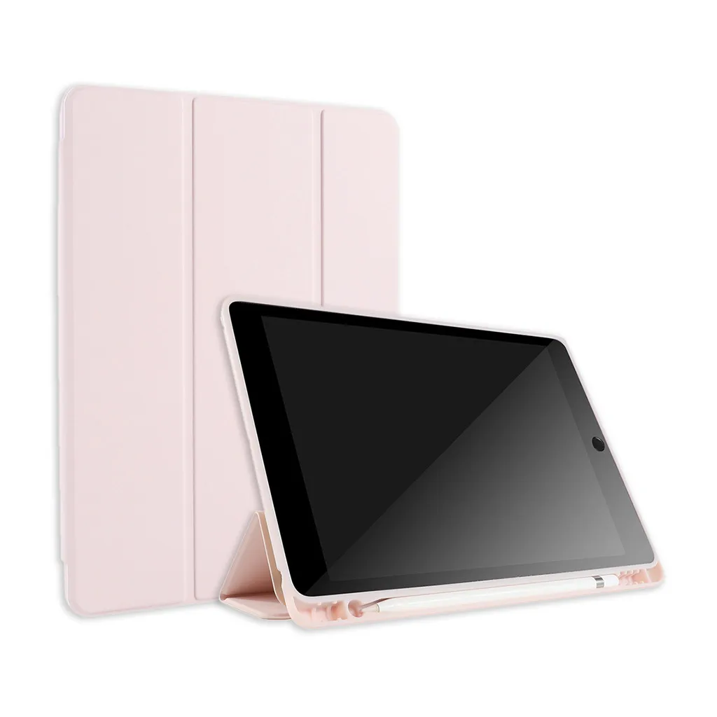 Новинка, Лидер продаж, для iPad 7, 10.2in2019, пробуждение/сон, силиконовый+ кожаный чехол, 1th, держатель карандаша, высокое качество, Прямая поставка