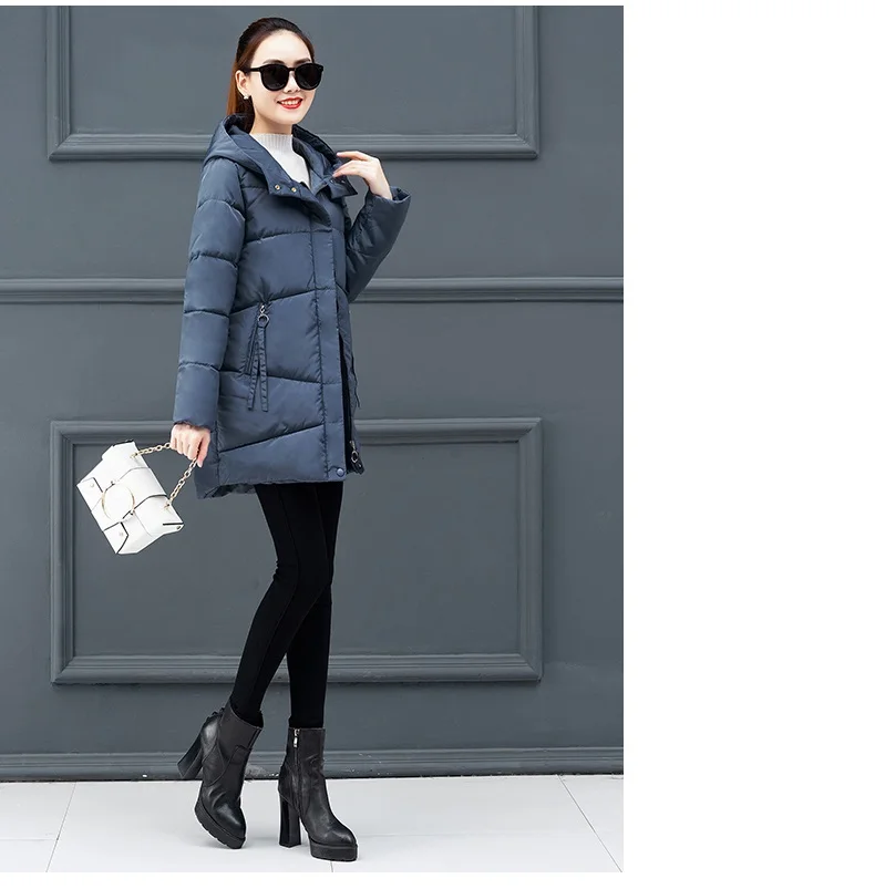 Зимняя женская куртка Модная тонкая длинная парка Женское пальто с капюшоном толстые теплые куртки с хлопковой подкладкой пальто для студентов женские топы