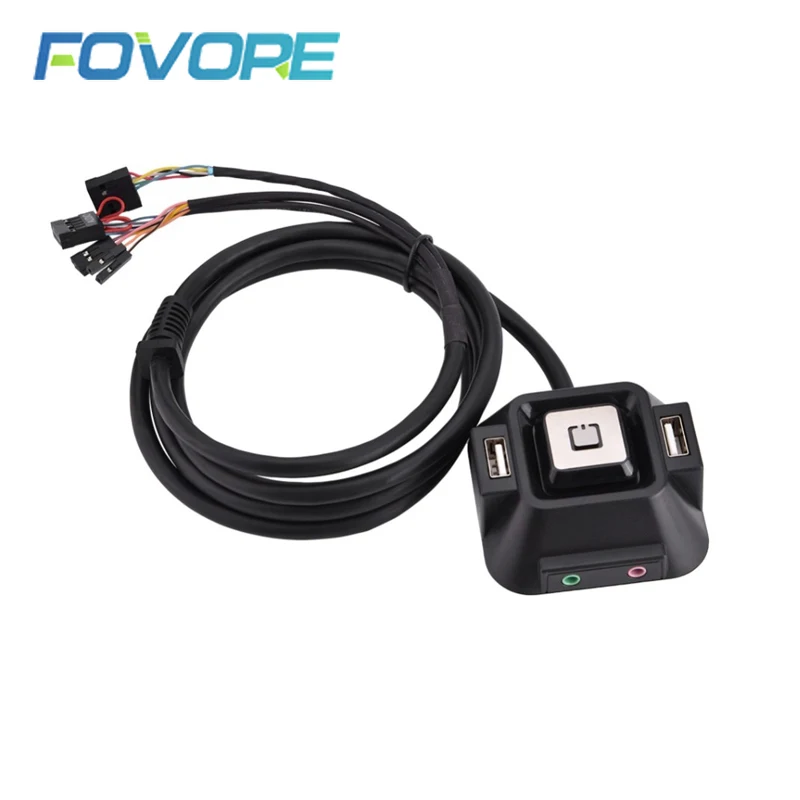 Desktop Power Switch 1.2m Computer PC Supply on/off Reset Button Extender Cable With Dual USB Port Audio Plug | Компьютеры и офис