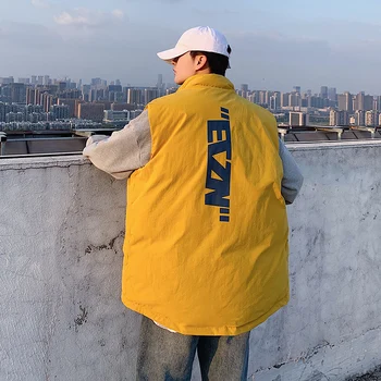 

2019 Autumn New Korean Version Of The Trend Japanese Couple Men's Loose Street Warm Casual Cotton Vest