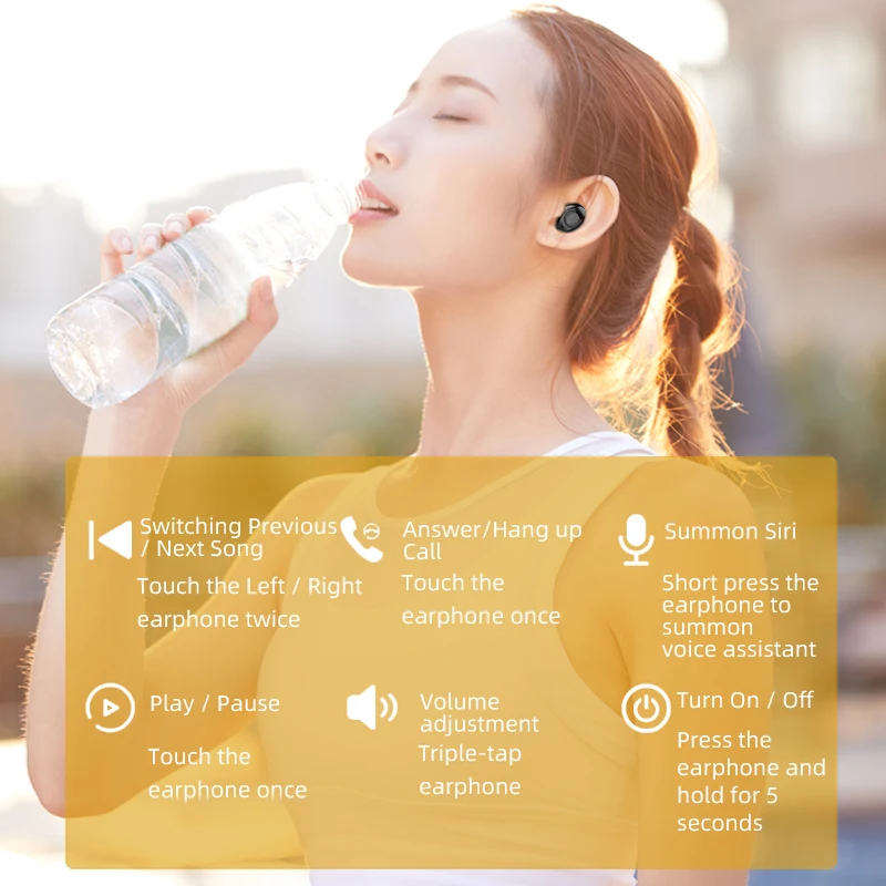 Беспроводные Bluetooth 5 0 гарнитура V8 HiFi стерео наушники 2000 мАч спортивные мини для