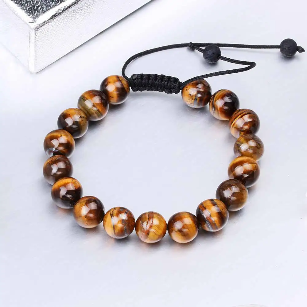 Distance Natural Stone Tiger Eye Beads Charm Couples Bracelet for Women Man Jewelry Making DIY Yoga Adjustable Hot Sale | Украшения и