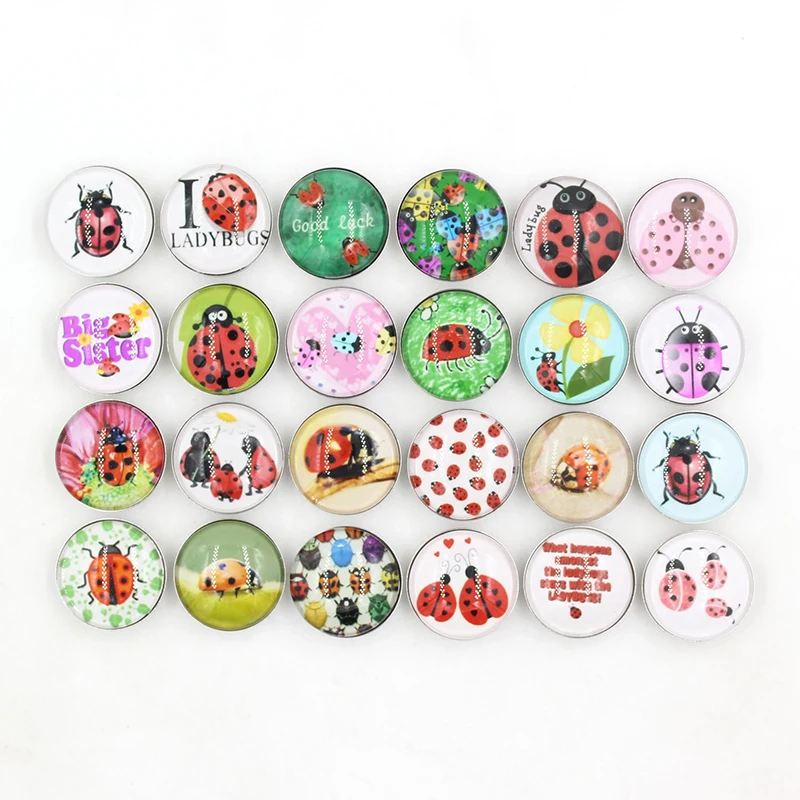 24 шт. Interchangeable18mm оснастки ювелирных изделий кабошон печатных стекла насекомых