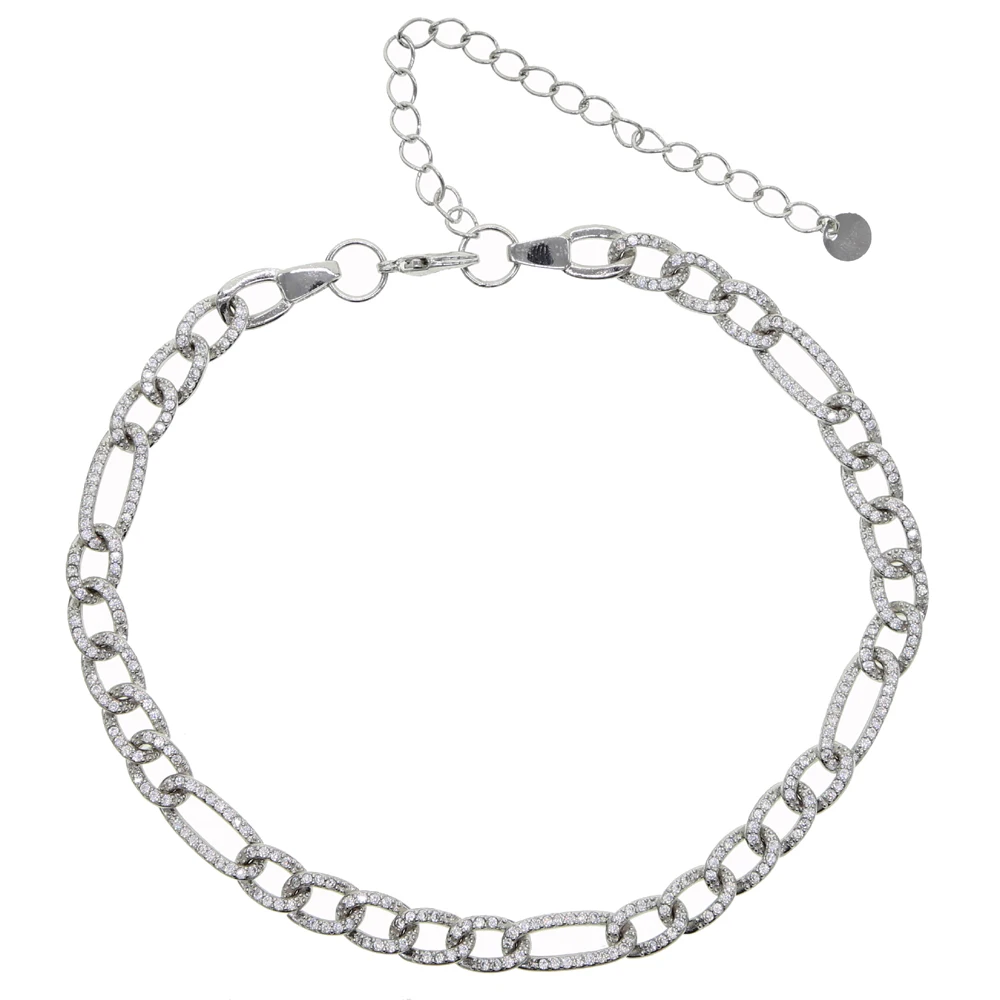 silver white cz 35+ 10 см Iced Out, кантри, кубинские звенья цепи, микро ПАВЕ, белая радуга, красочные cz колье, ожерелья, хип-хоп, женские модные ювелирные изделия - Окраска металла: silver white cz