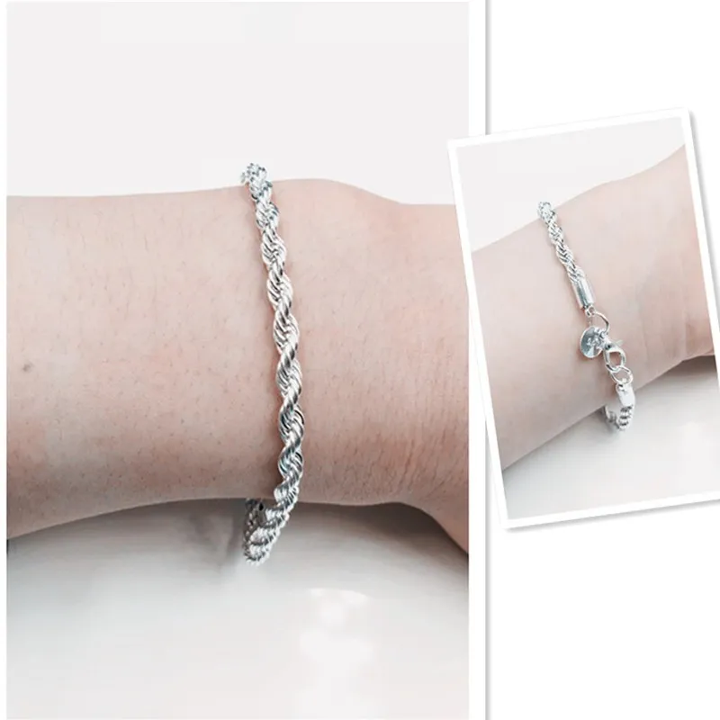 4MM Unisex twisted bracelet Wristband Bracelets&Bangles Fashion Jewelry For Gifts bracelet jewelry