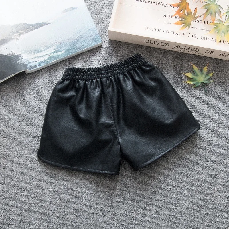 100-160 Cm Spring Autumn Girl Fashion Pu Leather Shorts Baby Kids Children Clothes