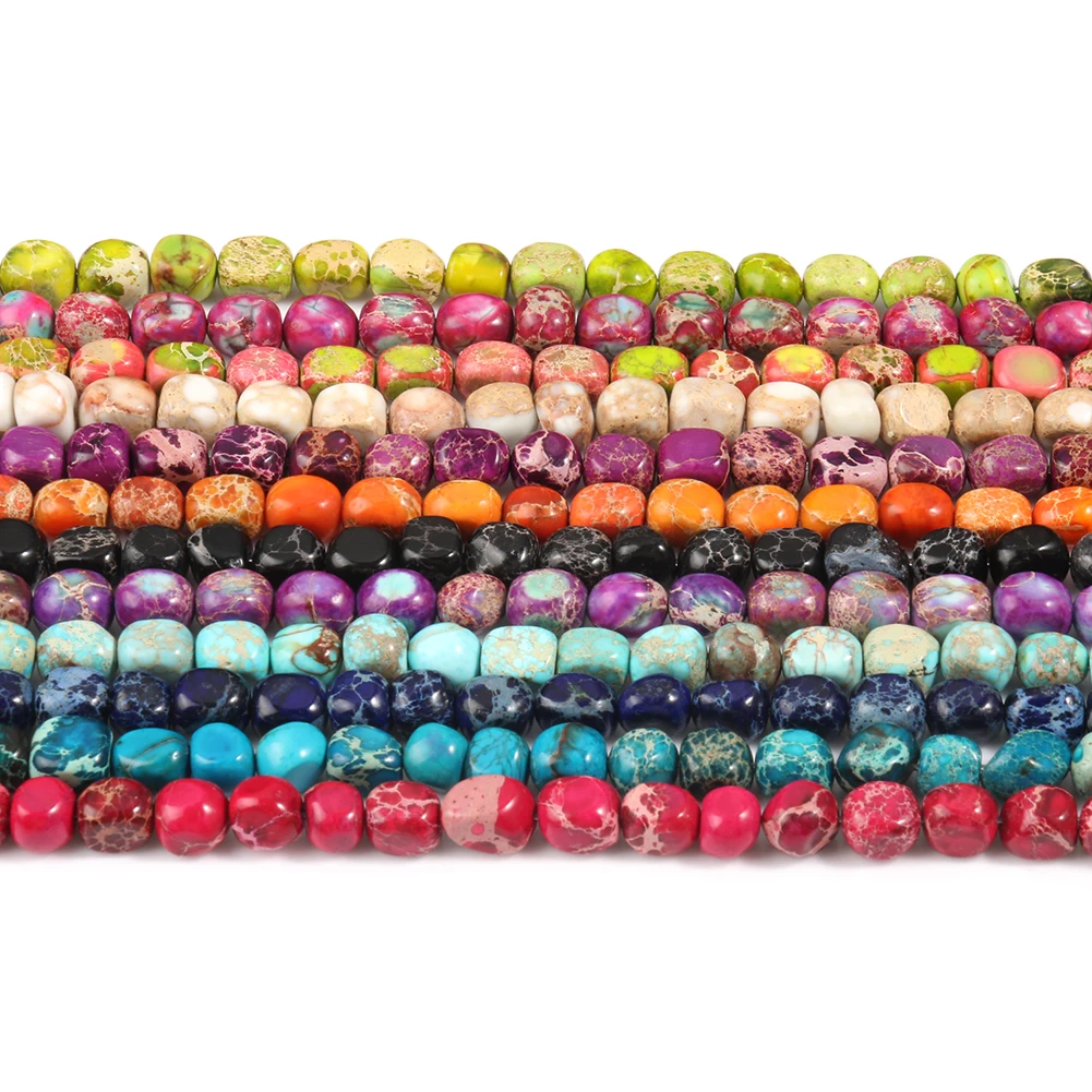 

5-8mm Natural irregular Sea Sediment Turquoises Imperial Jaspers Gem stone Round Beads Diy Bracelet for Jewelry Making 15"