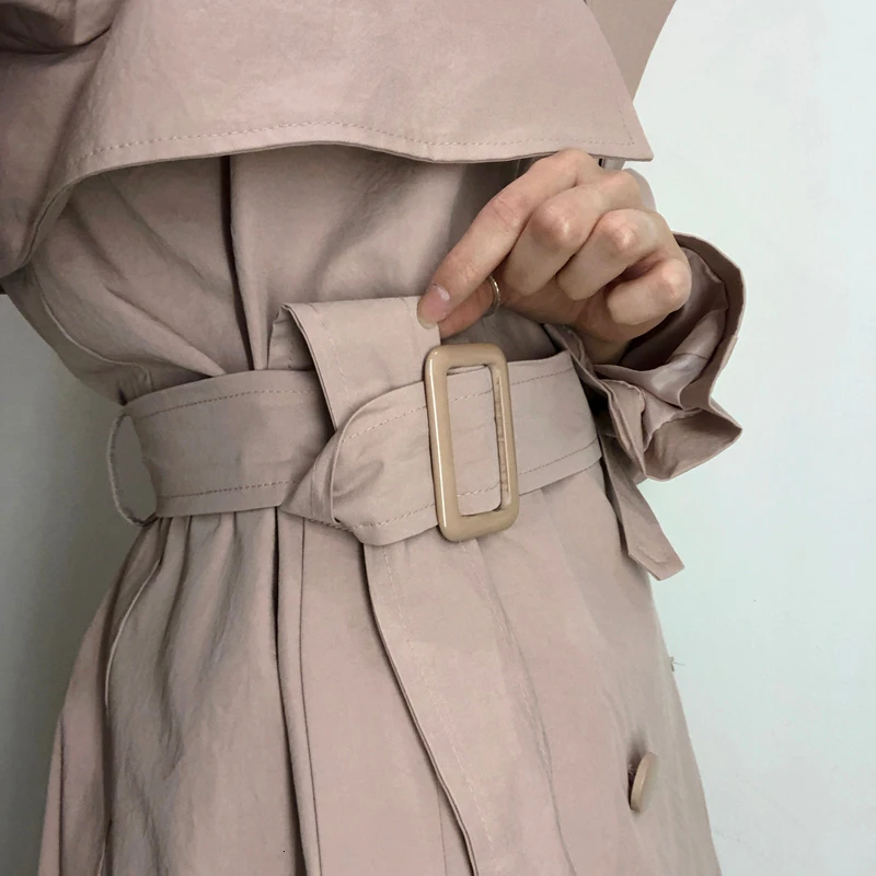 TWOTWINSTYLE Корейская ветровка для женщин воротник с лацканами длинный рукав Женский Тренч высокого пояса Осенняя мода Новинка