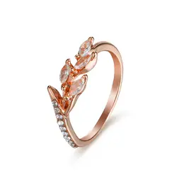 Mujer Женская Danity кристалл в форме листика обручальные кольца вечности обручальные кольца для женщин розовое золото кольца, ювелирные