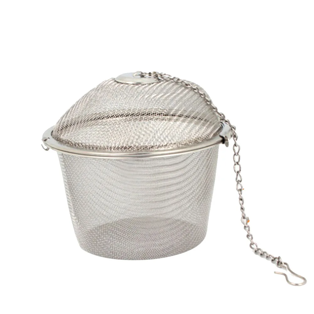 Stainless Steel Bucket Tea Ball Infuser Fine Mesh Filter Strainer with Chain Loose Tea Leaf Spice Home Kitchen Accessories - Цвет: Серебристый