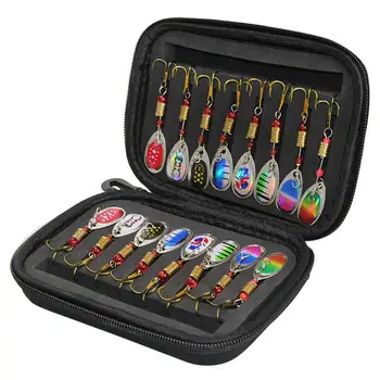 HOT SALE ❤️ 16PCS Fishing Lures Sequins Spoon Baits Set With Zipper Tackle Bag Treble Hooks Hand Spinner Crankbaits Fly Fishing Tackle - discount item 35% OFF Sports & Entertainment