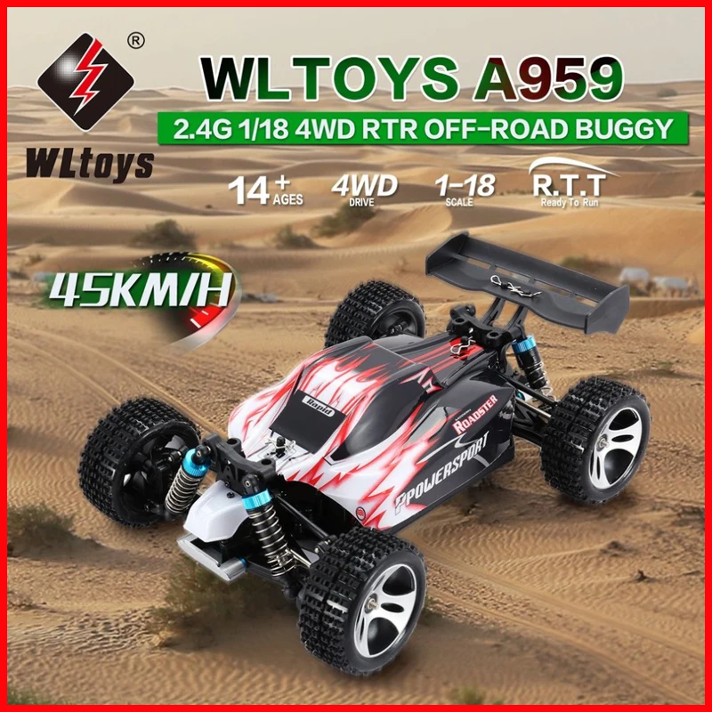 Радиуправляемая машинка WLtoys A959 A959-B 2,4G 1/18 Масштаб дистанционного управления Внедорожный гоночный автомобиль высокоскоростной трюк внедорожник игрушка подарок для мальчика радиоуправляемая мини-машина