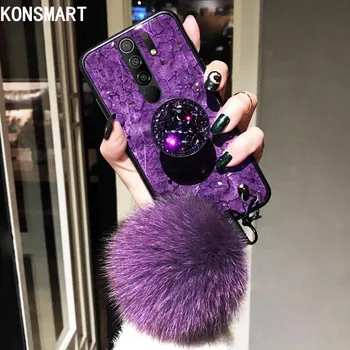 

KONSMART Redmi 9 Case Fashion Finger Ring Glitter Marble Silicone Phone Case For Xiaomi Redmi9 Luxury Soft Back Cover With Strap