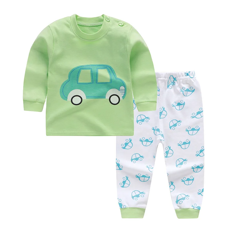 Комплект одежды для мальчиков; костюм с мультяшными автомобилями; футболка с длинными рукавами для новорожденных; брючный костюм; комплект из хлопковой блузки и брюк для младенцев