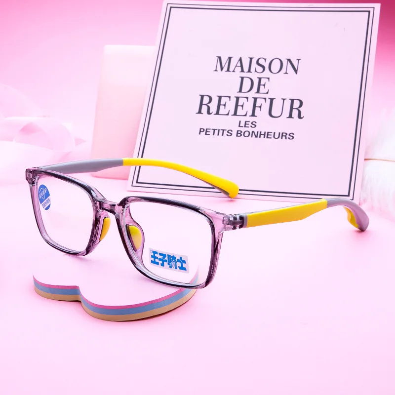 Анти-синий TR90 пластиковые титановые очки для детей, детские очки, силиконовая оправа, резиновая рамка для кошек, животных, безопасная небьющаяся близорукость