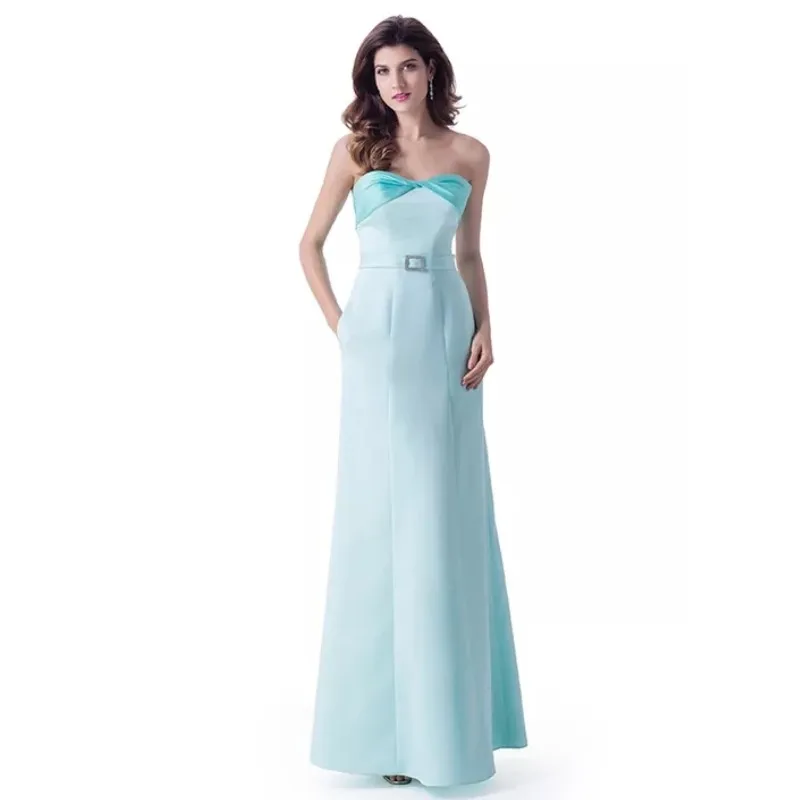 Vestido de festa, дизайн, без бретелек, атласный пояс, длина до пола, вечернее платье, Новое поступление