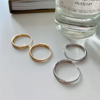 

RUIYI Real 925 Sterling Silver Women Punk Style Big Circle Stud Earrings Gold Exquisite Female Earring Studs Fine Jewelry Gifts