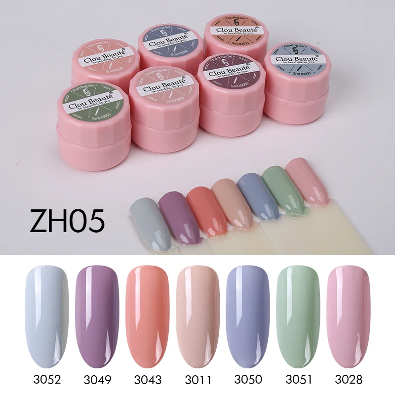 Clou Beaute Painting Gel Set 72 Colors Nail Polish 5ml Gel Varnish Nail Art Color Gel Paint For Gel Nail Lacquer Art Primer Set