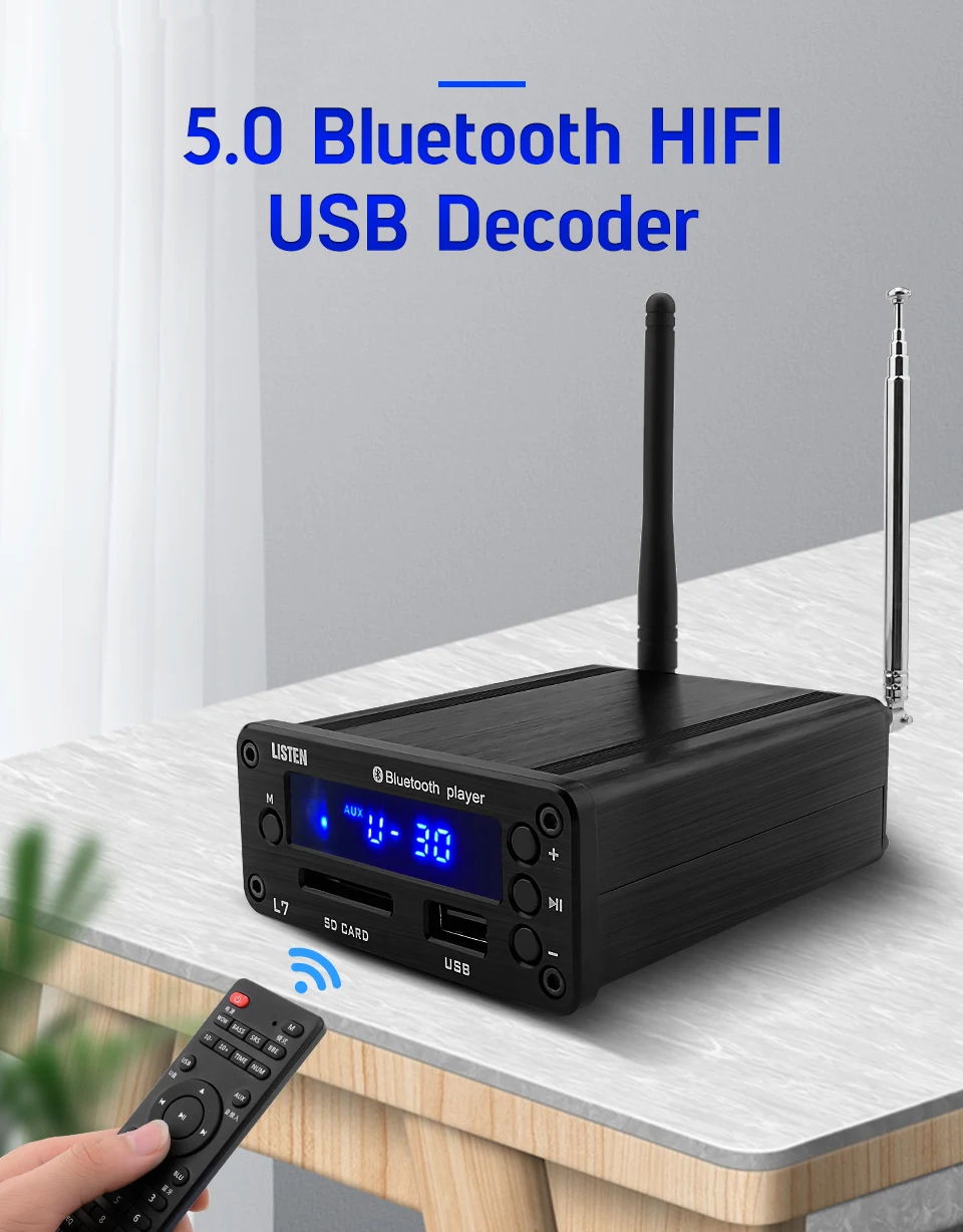 AIYIMA Bluetooth 5,0 декодер аудио Плата U диск SD карта без потерь плеер Усилитель для наушников BBE SRS тональная плата аудио процессор